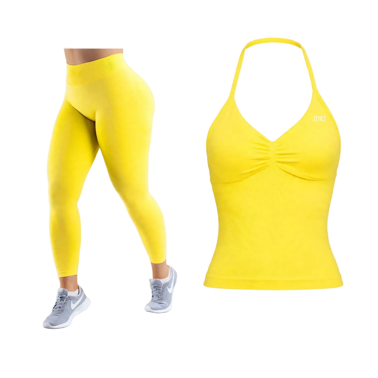 Seamless set amarillo Yellow “halter”